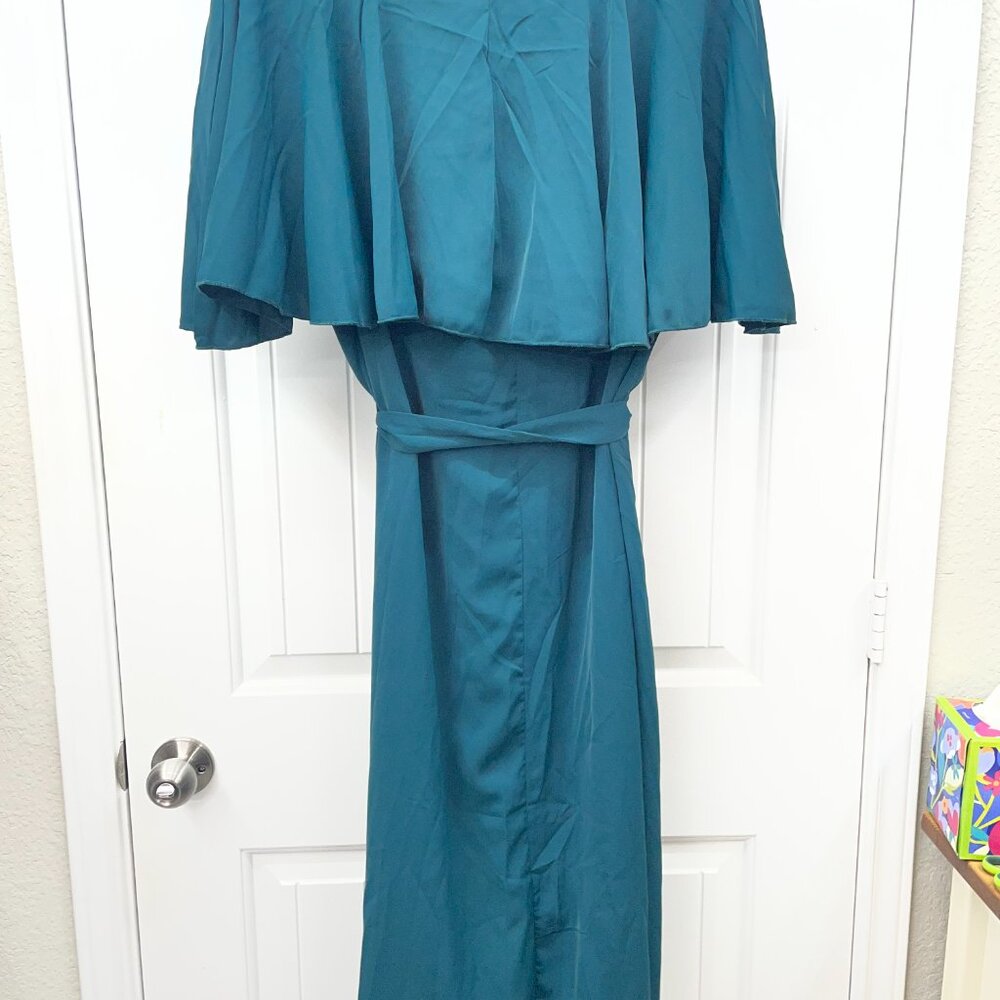 NWT 2X, 18-20 Bloomchic Plain Keyhole Pocket Belted Ruffles Dress - Picture 6 of 9